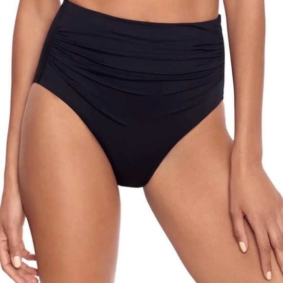 LAUREN BY RALPH LAUREN BEACH CLUB HIGH WAIST BIKINI BOTTOMS BLACK size 8 - Picture 1 of 15